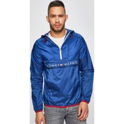 Tommy Hilfiger - Kurtka. Niebieskie płaszcze męskie TOMMY HILFIGER, xl, bez wzorów, z tkaniny, krótkie, z kapturem. W wyprzedaży za 569,90 zł.