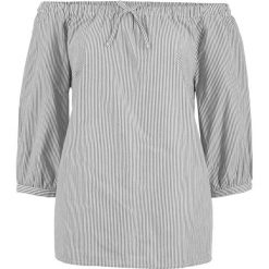 Bluzka "carmen", rękawy 3/4 bonprix nocny niebieski - biały w paski. Niebieskie koszulki damskie bonprix, w paski, bez kołnierzyka, bez rękawów. Za 37,99 zł.
