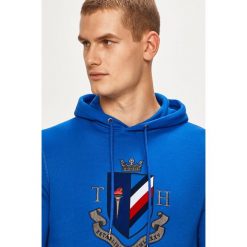 Tommy Hilfiger - Bluza. Niebieskie bluzy męskie TOMMY HILFIGER, s, z aplikacjami, z bawełny, z kapturem, bez rękawów, z kapturem. Za 499,90 zł.