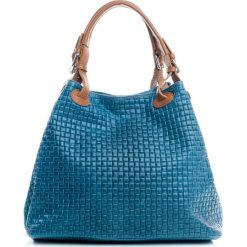 Torebki klasyczne damskie: Skórzana torebka w kolorze niebieskim – 35 x 17 x 28 cm