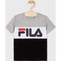 Fila - T-shirt dziecięcy 86/92-128 cm. Szare bluzki dziewczęce Fila, z nadrukiem, z bawełny, z okrągłym kołnierzem, z krótkim rękawem, krótkie, bez kaptura. W wyprzedaży za 69,90 zł.