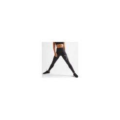 Legginsy fitness kardio damskie 500. Czarne legginsy sportowe damskie DOMYOS, l, w paski, z elastanu, na fitness i siłownię. Za 79,99 zł.