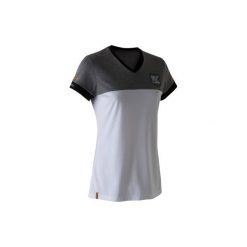 Koszulka krótki rękaw do piłki nożnej FF100 Niemcy damska. Białe t-shirty damskie marki KIPSTA, l, z bawełny. Za 24,99 zł.