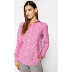 Koszula Polo Ralph Lauren 211780668. Niebieskie koszulki damskie polo Polo Ralph Lauren, s, bez wzorów, ze lnu, bez rękawów. W wyprzedaży za 459,00 zł.