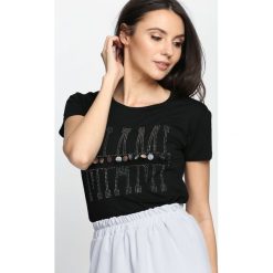 Bluzki asymetryczne: Czarny T-shirt Sweet Promises