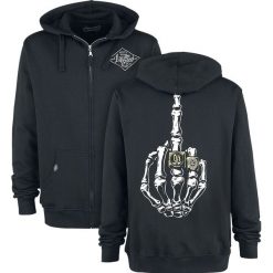 Bluzy męskie: Liquorbrand F Bone Bluza z kapturem rozpinana czarny