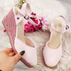 Sandały damskie espadryle na koturnie róż Big Star DD274A168 - różowy. Różowe espadryle damskie retro. Za 60,00 zł.