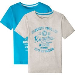 T-shirt chłopięcy (2 szt.) bonprix turkusowy + naturalny melanż. Niebieskie t-shirty chłopięce bonprix, z nadrukiem, bez rękawów. Za 35,98 zł.