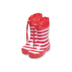 Playshoes Kalosze w paski czerwono-różowe - czerwony. Czerwone buciki niemowlęce marki Playshoes, z bawełny, z paskami. Za 69,00 zł.