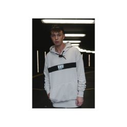Bluzy męskie: BLUZA HOODIE STRIP BEIGE