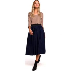 Spódnica plisowana midi - granatowa. Spódniczki damskie Moe, s, bez wzorów, z poliesteru, midi. Za 149,00 zł.