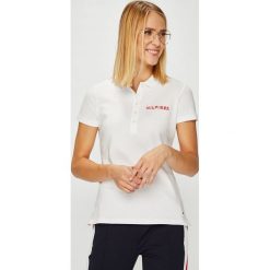 Tommy Hilfiger - Top Lia. Białe bluzki damskie TOMMY HILFIGER, s, bez wzorów, z elastanu, bez kołnierzyka. W wyprzedaży za 179,90 zł.