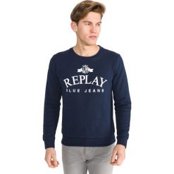 Replay Bluza Niebieski. Niebieskie bluzy męskie Replay, m, z nadrukiem, z bawełny, bez kołnierzyka, bez rękawów, bez kaptura. Za 412,95 zł.