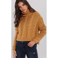 Musztardowy Golf Leppington. Żółte swetry damskie other, xl, bez wzorów, bez rękawów, bez kaptura. Za 119,99 zł.