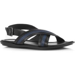Buty męskie. Niebieskie kapcie męskie Wittchen, ze skóry, z paskami. W wyprzedaży za 229,90 zł.