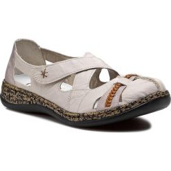 Półbuty RIEKER - 46352-60 Beige. Brązowe półbuty damskie marki Rieker, na co dzień, bez wzorów, ze skóry, bez obcasa, na płaskiej podeszwie, bez zapięcia. Za 249,00 zł.