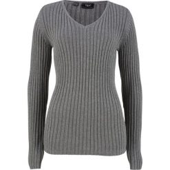 Sweter bawełniany w prążek bonprix szary melanż. Szare swetry klasyczne damskie bonprix, z bawełny. Za 54,99 zł.