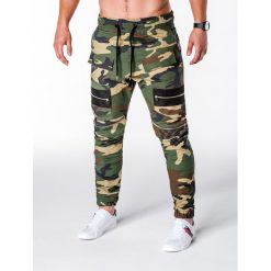 Joggery męskie: SPODNIE MĘSKIE JOGGERY P708 – ZIELONE/MORO