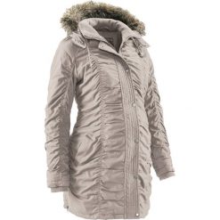 Kurtka ciążowa z kapturem, z regulacją obwodu bonprix kamienisty. Szare kurtki ciążowe bonprix, na zimę, z kapturem. Za 229,99 zł.
