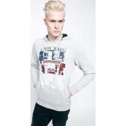 Pepe Jeans - Bluza. Szare bluzy męskie Pepe Jeans, xl, z nadrukiem, z bawełny, z kapturem, bez rękawów, z kapturem. W wyprzedaży za 139,90 zł.