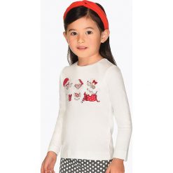 Mayoral - Longsleeve dziecięcy 92-134 cm. Różowe bluzki dziewczęce Mayoral, z nadrukiem, z elastanu, z okrągłym kołnierzem, z długim rękawem, długie, bez kaptura. W wyprzedaży za 59,90 zł.