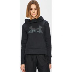 Under Armour - Bluza. Czarne bluzy damskie z kieszeniami marki Under Armour, s, z nadrukiem, z bawełny, z kapturem. Za 229,90 zł.