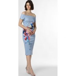 Ted Baker - Sukienka damska – Hailly, niebieski. Niebieskie sukienki damskie Ted Baker, w kwiaty, bez kołnierzyka, bez rękawów, z odkrytymi ramionami. Za 699,95 zł.