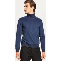 Bluza w jodełkę z golfem - Granatowy. Niebieskie bluzy męskie rozpinane marki KIPSTA, z materiału, młodzieżowe. Za 99,99 zł.