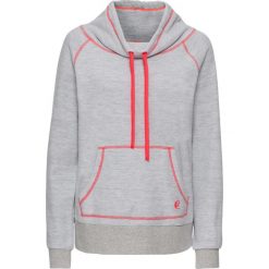 Bluzy damskie: Bluza z polaru bonprix szary melanż - neonowy pomarańczowy