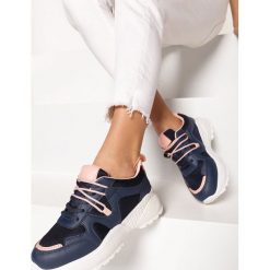 Granatowe Sneakersy Acalenia. Niebieskie buty sportowe damskie Born2be, bez wzorów, sportowe. Za 89,99 zł.