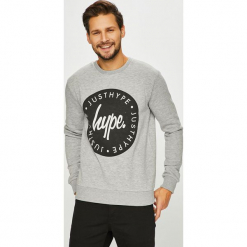 Hype - Bluza. Szare bluzy męskie Hype, xl, z nadrukiem, z bawełny, z okrągłym kołnierzem, bez rękawów, bez kaptura. W wyprzedaży za 129,90 zł.