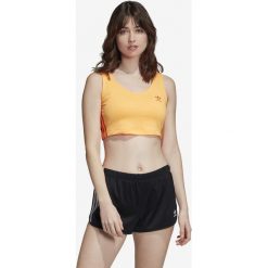Adidas Performance Top Żółty. Żółte podkoszulki damskie adidas Performance, bez wzorów, z elastanu, bez kołnierzyka. Za 106,95 zł.