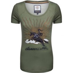 T-shirt AERONAUTICA MILITARE Zielony. Zielone t-shirty damskie marki Aeronautica Militare, z nadrukiem, z dzianiny, militarne, z okrągłym kołnierzem. W wyprzedaży za 238,00 zł.