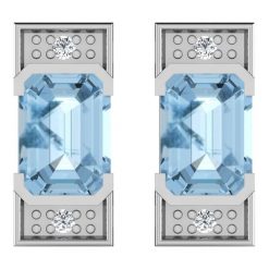 Złote kolczyki-wkrętki z diamentami i syntetycznymi akwamarynami. Szare kolczyki damskie Art of Diamond & Co., z diamentem, złote. W wyprzedaży za 659,95 zł.