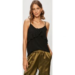 Jacqueline de Yong - Bluzka. Czarne bluzki damskie Jacqueline de Yong, w kwiaty, z elastanu, casualowe, bez kołnierzyka, bez rękawów. W wyprzedaży za 59,90 zł.