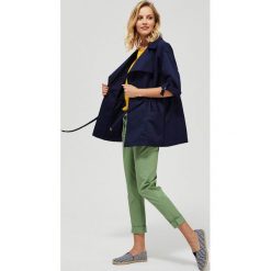 Kurtka parka ze ściągaczem. Niebieskie kurtki damskie Moodo, xs, bez wzorów, z poliesteru, długie, bez kaptura. Za 139,99 zł.