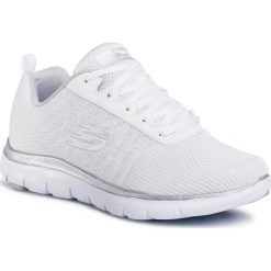 Buty SKECHERS - 12757/WSL White/Silver. Białe buty sportowe damskie Skechers, bez wzorów, z tworzywa sztucznego, sportowe, na fitness i siłownię. Za 299,00 zł.