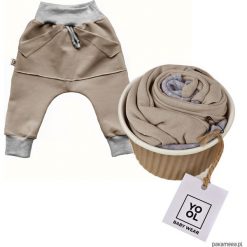 Spodnie niemowlęce: Spodnie baggy kangurek beż
