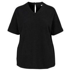 Zhenzi Bluzka z fakturą Elin czarny female czarny 54/56 (XL). Czarne bluzki damskie Zhenzi, s, bez wzorów, z dżerseju, z dekoltem w serek. Za 279,00 zł.