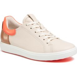 Sneakersy ECCO - Soft 7 W 47009351899 Vanilla/Coral Neon/Lion. Brązowe półbuty damskie ecco, na co dzień, bez wzorów, ze skóry, bez obcasa, na płaskiej podeszwie, bez zapięcia. W wyprzedaży za 519,00 zł.