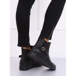Sztyblety damskie czarne HFN-2279 BLACK. Czarne botki damskie obuwie damskie, ze skóry ekologicznej, klasyczne, bez obcasa, bez zapięcia. Za 98,69 zł.