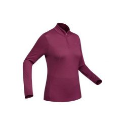 Koszulka trekkingowa długi rękaw TechWOOL 190 suwak damska. Różowe koszulki damskie FORCLAZ, xs, bez wzorów, z wełny, bez kołnierzyka, z długim rękawem. Za 149,99 zł.