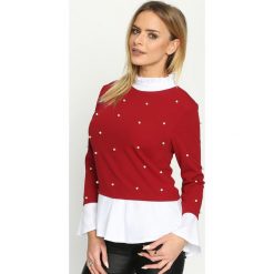 Bluzki damskie: Bordowa Bluzka Elizabethan Pearls