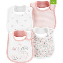 Śliniaki (4 szt.) w kolorze różowo-białym. Śliniaki Carter's. W wyprzedaży za 42,95 zł.