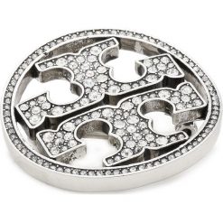 Broszka TORY BURCH - Pave Logo Pin 70438 Silver/Crystal 020. Szare broszki damskie Tory Burch, metalowe. Za 619,00 zł.
