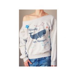 Którędy na księżyc szary gruby oversize z. Szare bluzy damskie marki One mug a day, m, z nadrukiem, z bawełny, bez rękawów, bez kaptura. Za 129,00 zł.