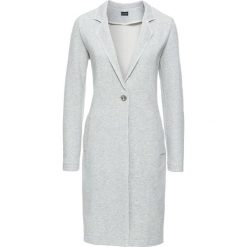 Płaszcz bonprix jasnoszary melanż. Szare kurtki damskie bonprix, bez wzorów, z dzianiny, długie. Za 89,99 zł.