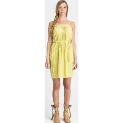 SUKIENKA Twinset U&B. Żółte sukienki damskie Twinset U&B, na imprezę, s, w paski, z okrągłym kołnierzem, bez rękawów, mini. Za 325,00 zł.
