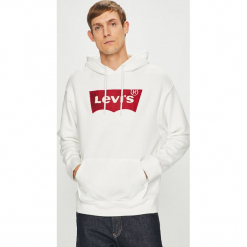 Levi's - Bluza. Białe bluzy męskie marki Levi's®, s, z nadrukiem, z bawełny, z kapturem. Za 259,90 zł.