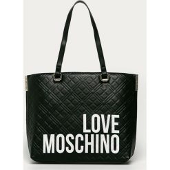 Love Moschino - Torebka. Czarne torby damskie na zakupy Love Moschino, w paski, ze skóry ekologicznej, na ramię, pikowane, bez dodatków. Za 799,90 zł.